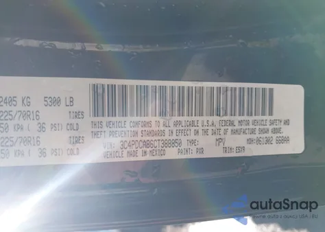 2012 Dodge Journey Se/Avp z USA, uszkodzony, nr VIN 3C4PDCAB6CT388850